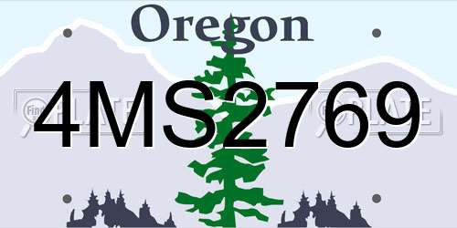 4MS2769 Oregon License Plate