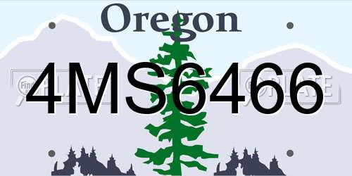 4MS6466 Oregon License Plate