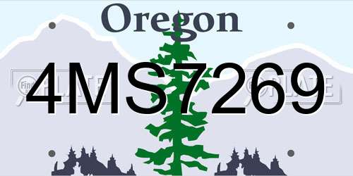 4MS7269 Oregon License Plate