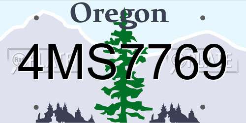 4MS7769 Oregon License Plate