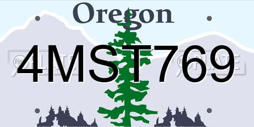 4MST769 Oregon License Plate