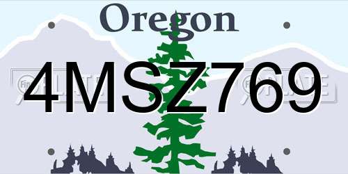 4MSZ769 Oregon License Plate