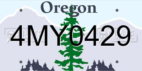 4MY0429 Oregon License Plate