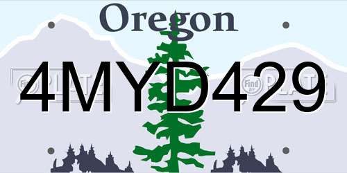 4MYD429 Oregon License Plate
