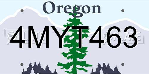 4MYT463 Oregon License Plate
