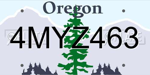 4MYZ463 Oregon License Plate
