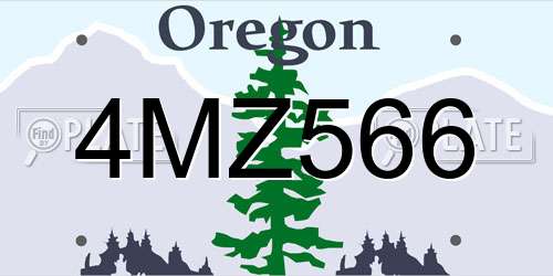 4MZ566 Oregon License Plate
