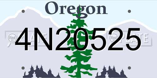 4N20525 Oregon License Plate