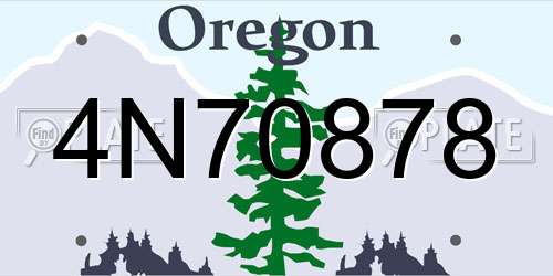 4N70878 Oregon License Plate