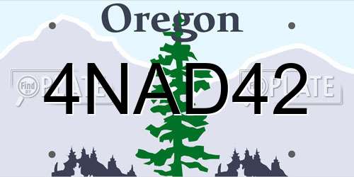 4NAD42 Oregon License Plate