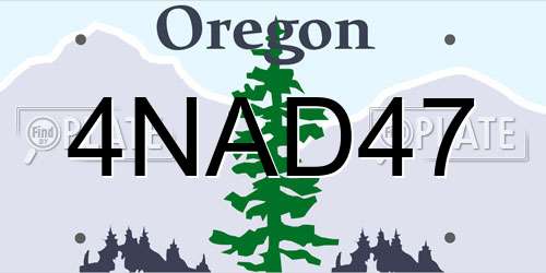 4NAD47 Oregon License Plate