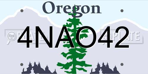 4NAO42 Oregon License Plate
