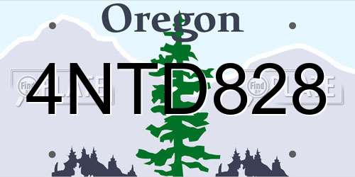 4NTD828 Oregon License Plate