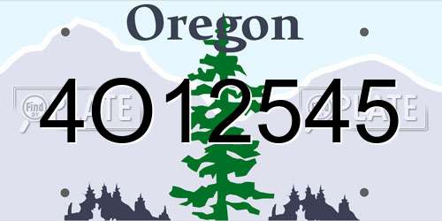4O12545 Oregon License Plate
