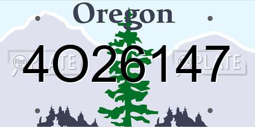 4O26147 Oregon License Plate