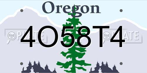 4O58T4 Oregon License Plate