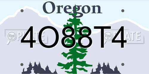 4O88T4 Oregon License Plate