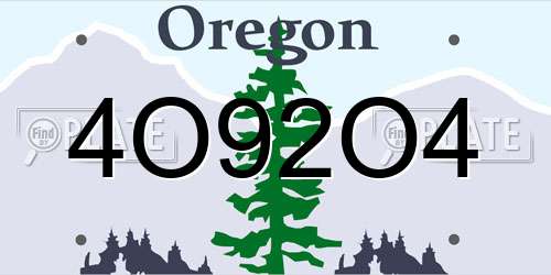 4O92O4 Oregon License Plate