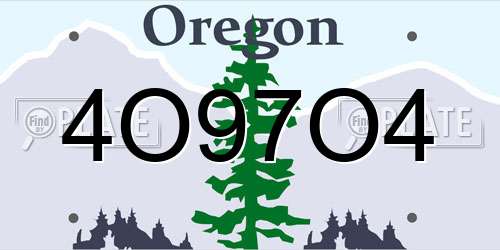 4O97O4 Oregon License Plate