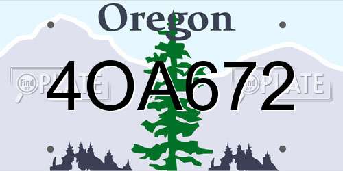 4OA672 Oregon License Plate