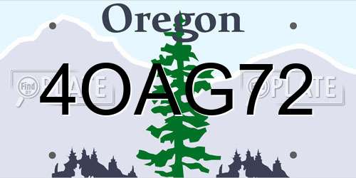 4OAG72 Oregon License Plate