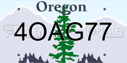 4OAG77 Oregon License Plate