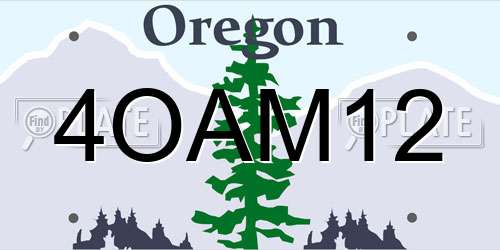 4OAM12 Oregon License Plate