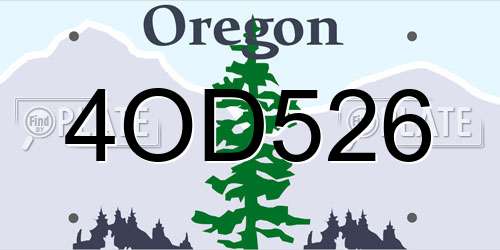 4OD526 Oregon License Plate