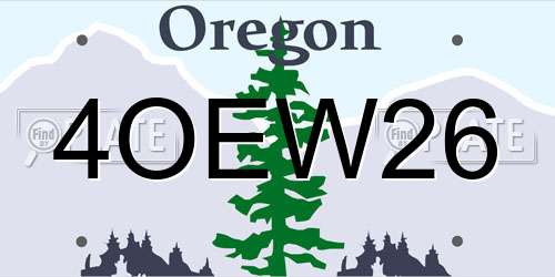 4OEW26 Oregon License Plate