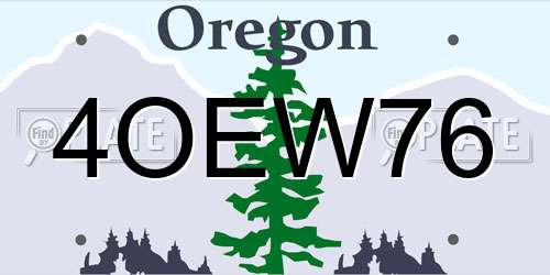 4OEW76 Oregon License Plate