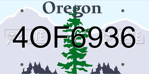 4OF6936 Oregon License Plate