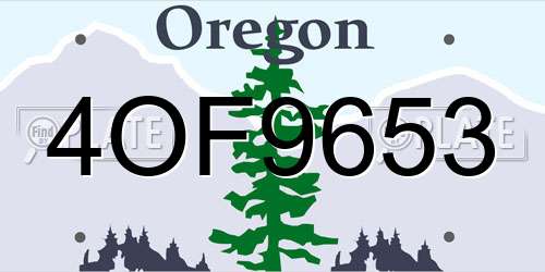 4OF9653 Oregon License Plate