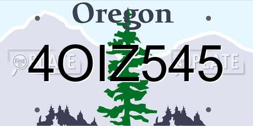 4OIZ545 Oregon License Plate