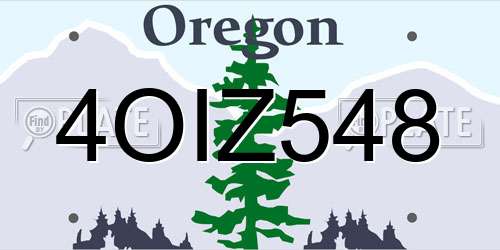 4OIZ548 Oregon License Plate