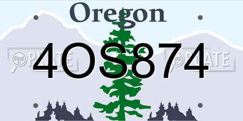 4OS874 Oregon License Plate