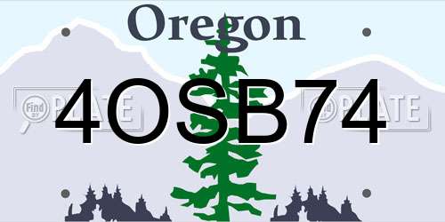 4OSB74 Oregon License Plate