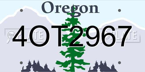 4OT2967 Oregon License Plate