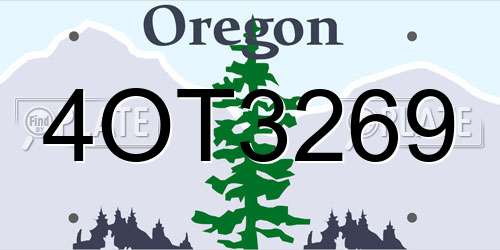 4OT3269 Oregon License Plate