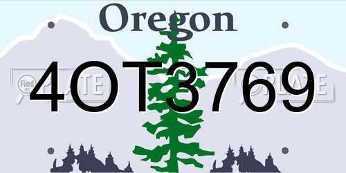 4OT3769 Oregon License Plate
