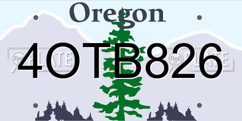 4OTB826 Oregon License Plate