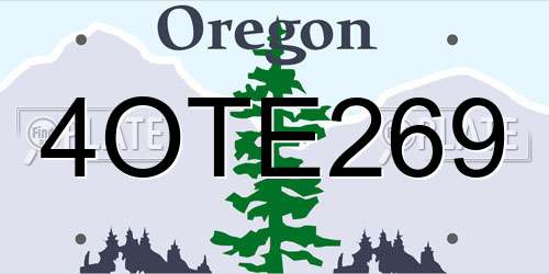 4OTE269 Oregon License Plate
