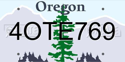 4OTE769 Oregon License Plate