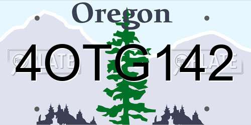 4OTG142 Oregon License Plate