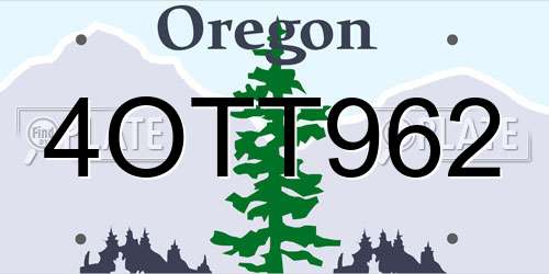 4OTT962 Oregon License Plate