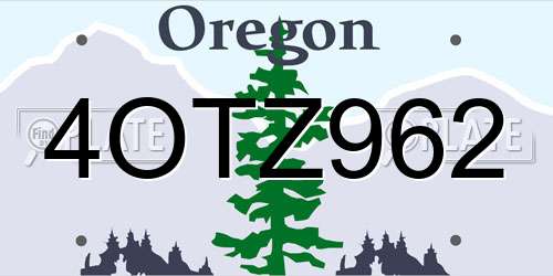 4OTZ962 Oregon License Plate