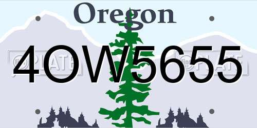 4OW5655 Oregon License Plate