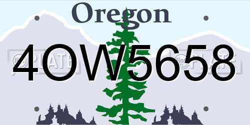 4OW5658 Oregon License Plate
