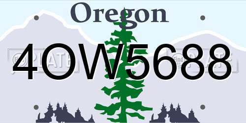 4OW5688 Oregon License Plate