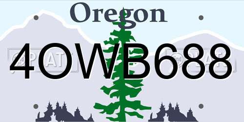 4OWB688 Oregon License Plate