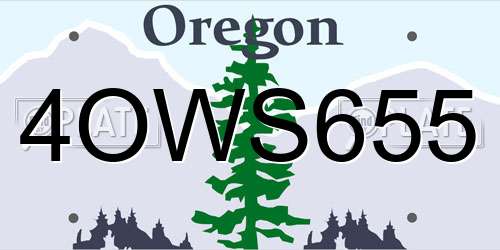 4OWS655 Oregon License Plate